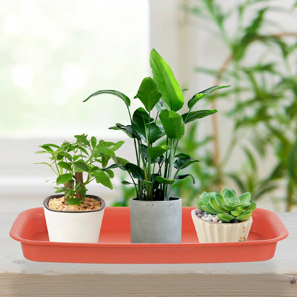 

2pcs Plant Saucer Trays 340x250mm Brick Red Durable Plastic Anti Leak Flower Pot Drainage Tray Gardening Home