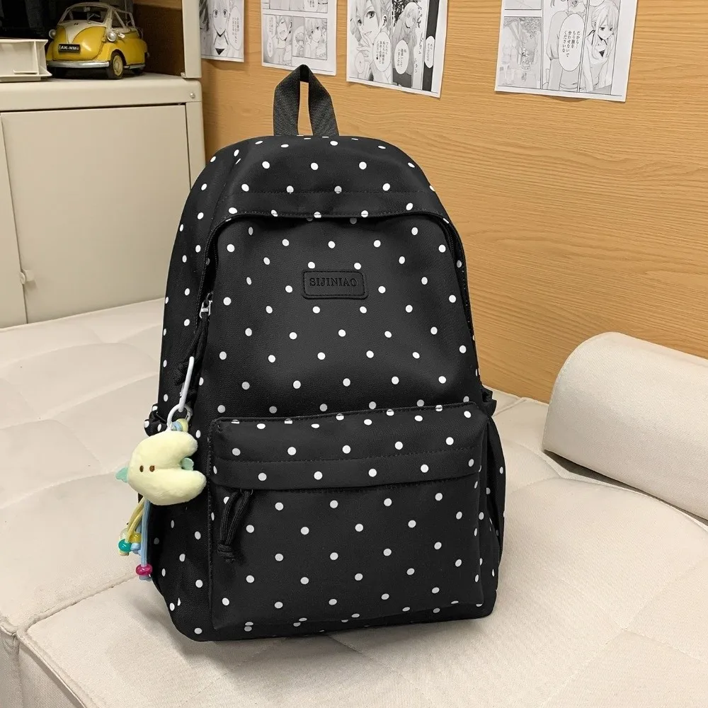 Urban Style Dual-Shoulder Polka Dot Backpack Large Capacity Cute Travel Backpack Waterproof Lightweight School Bags Students