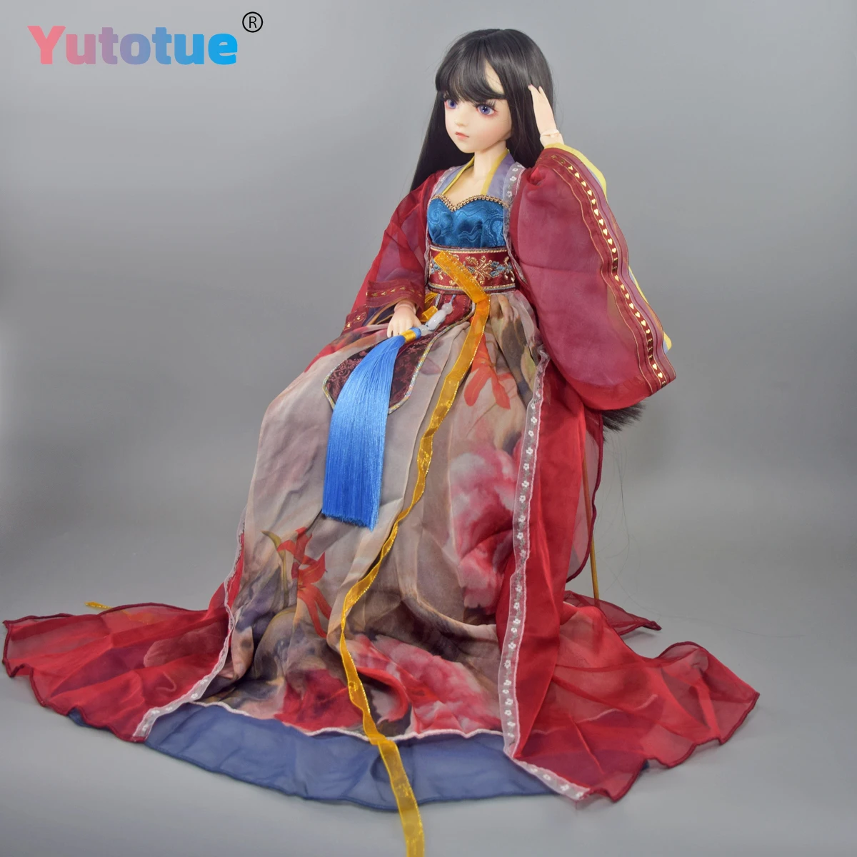YUTOTUE 60 cm Hoogte Meisje Pop met Afneembare Oude Kleding Pak Lange Zwarte Pruiken Speelgoed 1/3 BJD Pop Levensechte