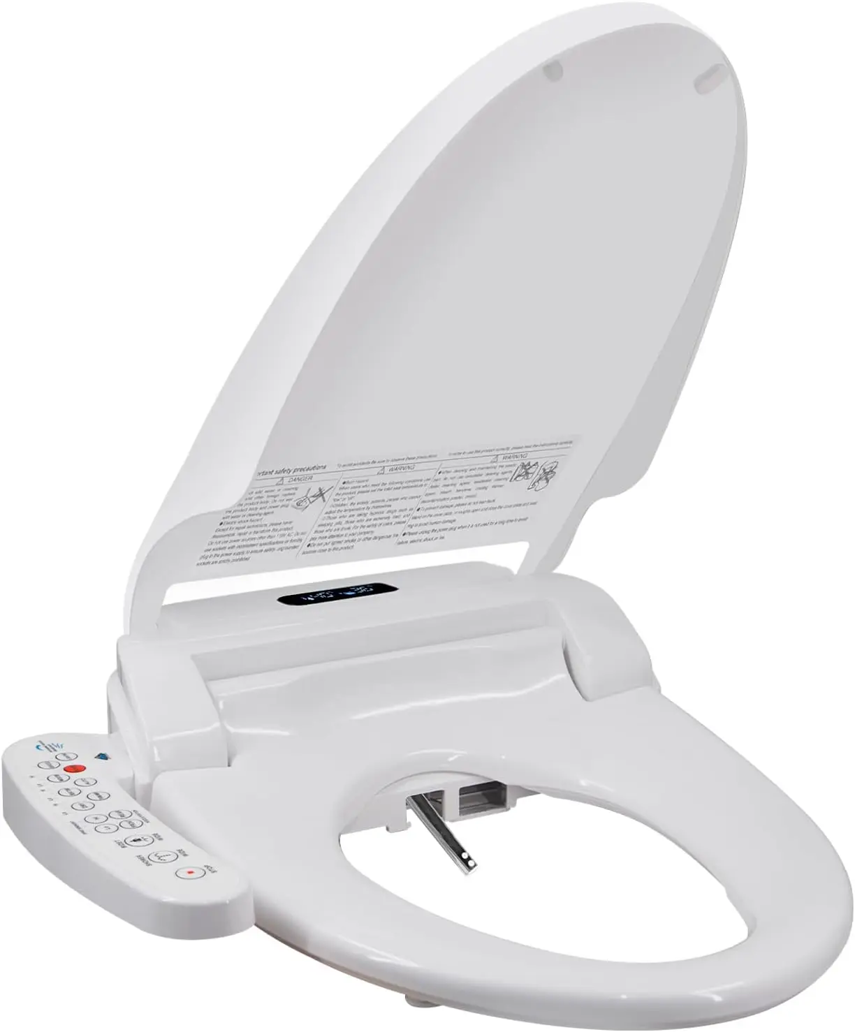 

Electric Bidet Toilet Seat Warm Water Heated Seat with Air Dryer Self-Cleaning Nozzle Night Light Easy Install White Round