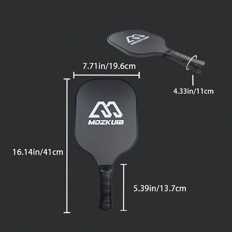 Paddle per Pickleball nero in fibra di carbonio Paddle per palline di sottaceti con nucleo a nido d'ape in polipropilene con coperchio