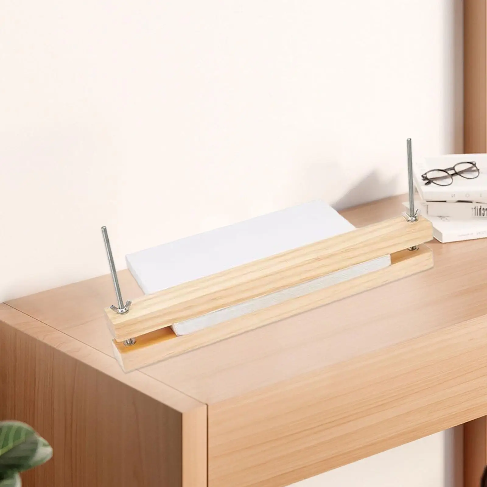 أداة تجليد الكتب الخشبية متعددة الوظائف سهلة التجميع، أداة ضغط الورق لسطح المكتب والمنزل والمكتب DIY وثائق تجليد الكتب