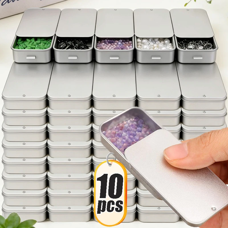 1/20Pcs Silver Mini Iron Box Slide Cover Empty Storage Box Wedding Jewelry Pill Cases Portable Tin Boxes Container Home Storages