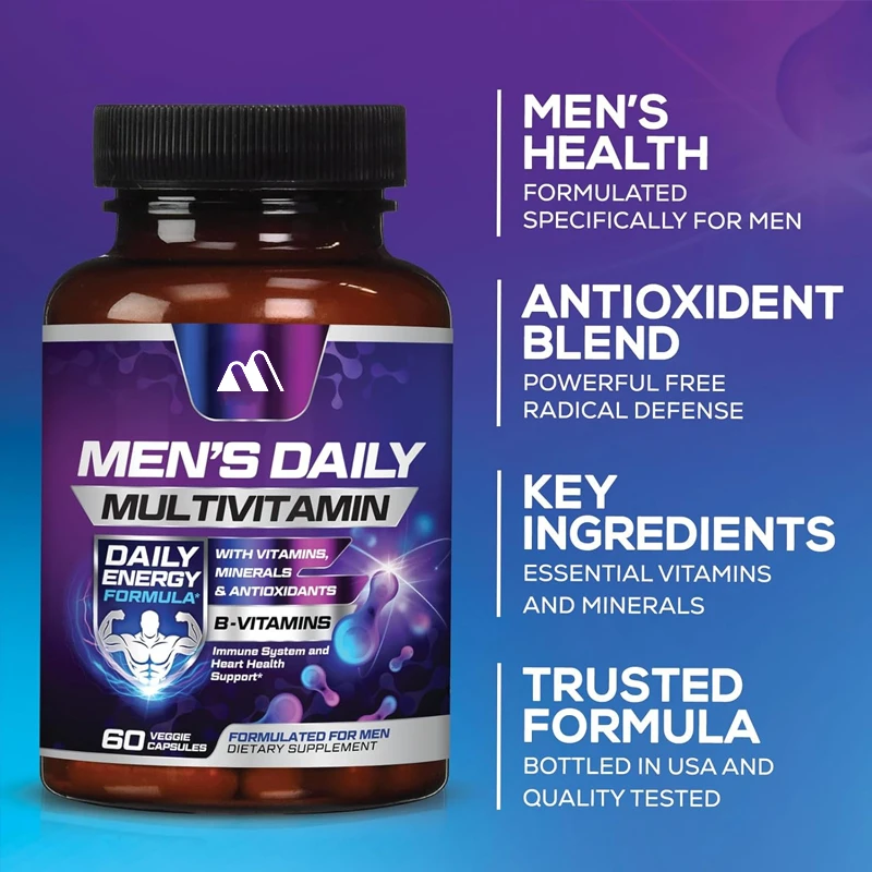 

Men's Multivitamins - Containing Vitamins A, B12, C, And D, Men's Daily Vitamins, Non Gmo Multivitamins, 60 Pills