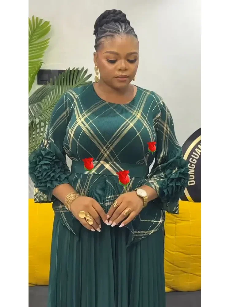 EGRM プリーツスカートセット女性のための 2025 新ファッション O ネック長袖トップ + ハイウエスト A ラインスカート 2 点セット 6R7519