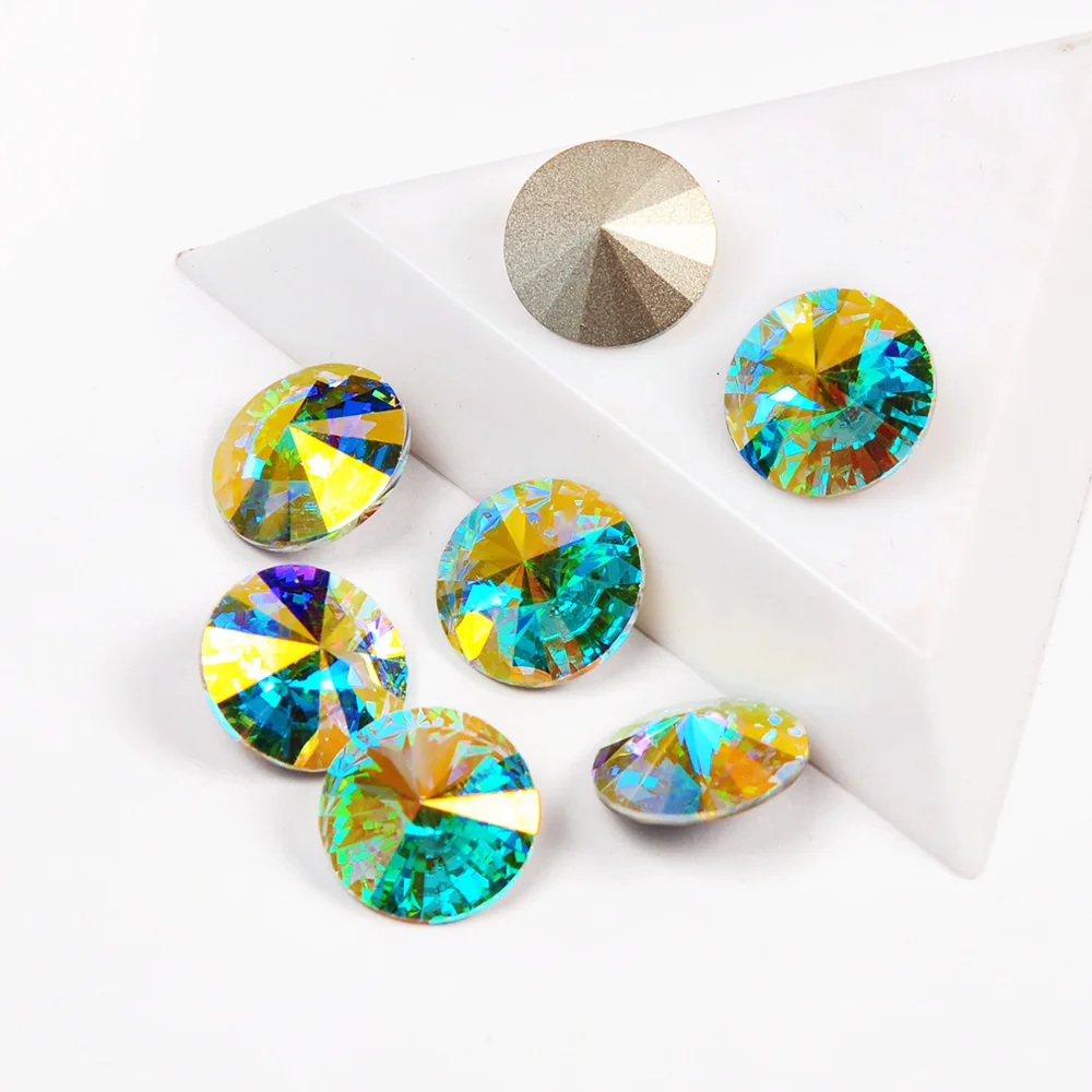 CTPA3bI 1122 Rivoli Brillantschliff K9 Kristall-Strasssteine Glitzer Spitzboden Strass in verschiedenen Farben für Schmuck, Kleider und Bastelarbeiten – Detail 11