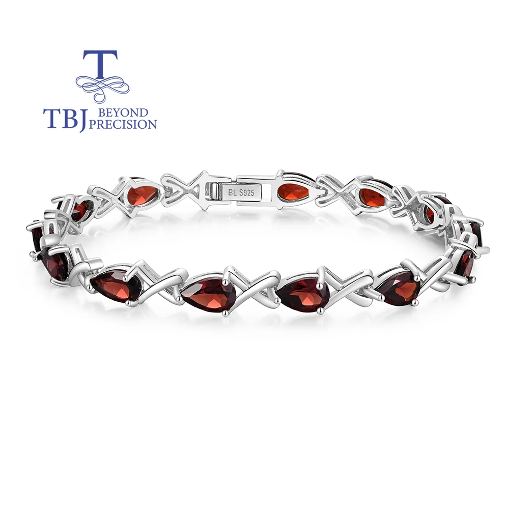 

Fashion design January Birthstone Natural Garnet Bracelet 925 sterling silver Luxury women anniversary & birthday gift