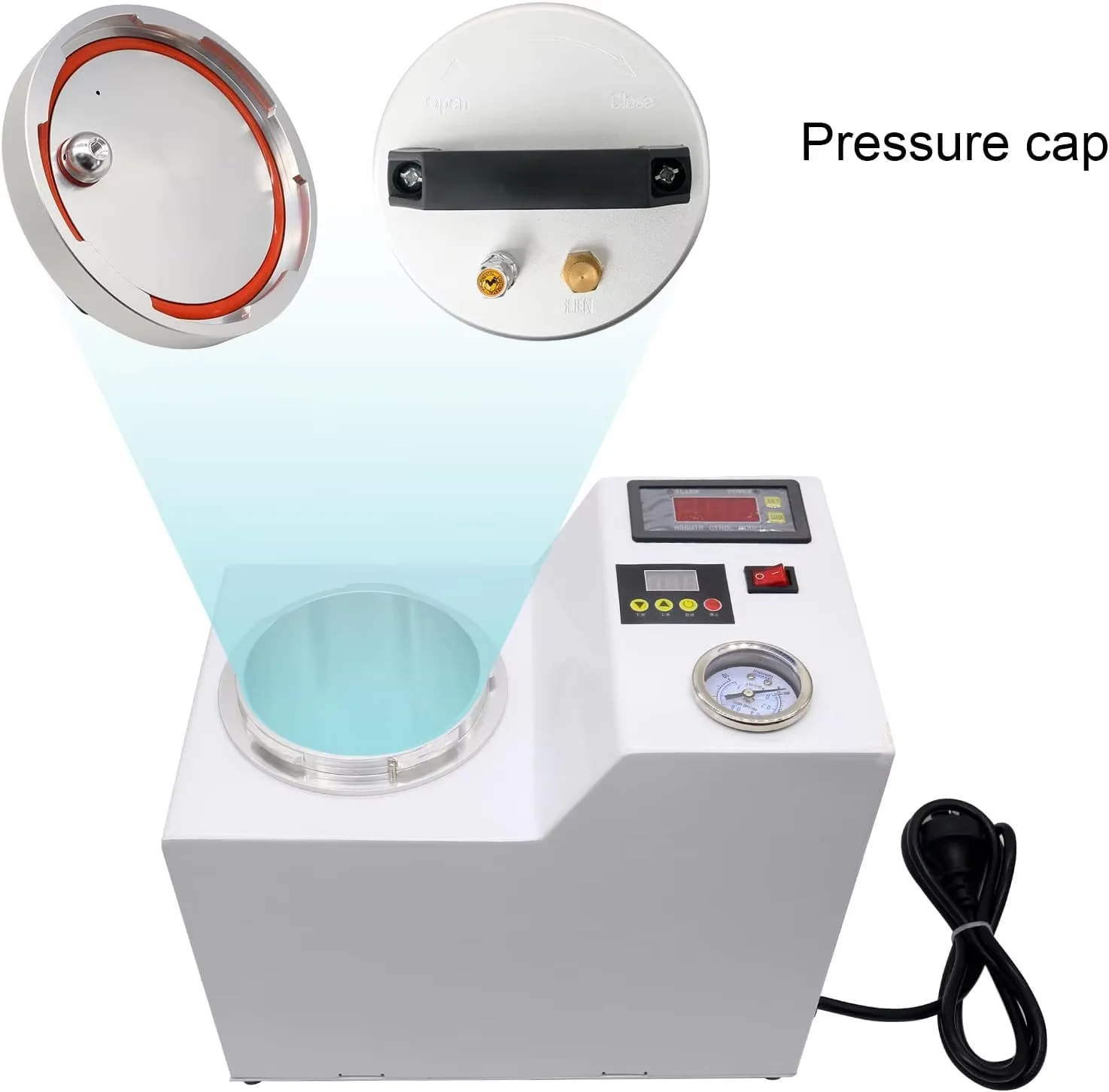 4-In-1 Dental Digital Lab Automatic Polymerizer Portable Curing Pressure Pot Polymerizing Machine 170W JT-231 for Repair Denture