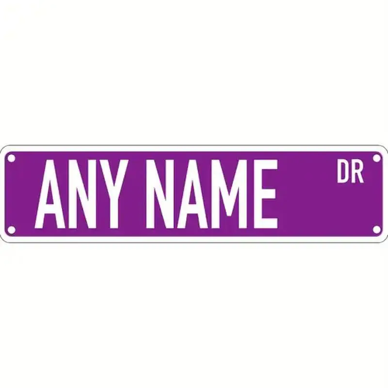 [2D PLANA] Letrero de metal de 1 pieza, letrero de calle morado personalizado de 4 × 16 pulgadas, nombre Dr, arte de pared de metal