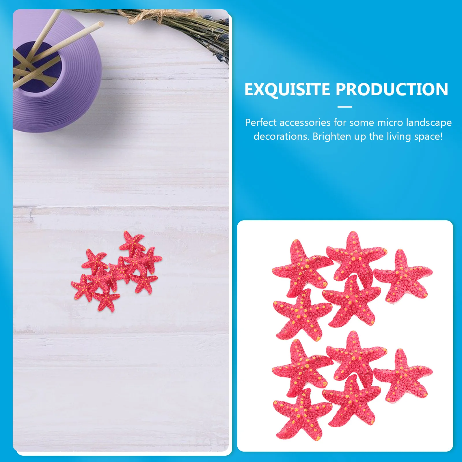 10Pcs Resin Sea Stars Crafts Mini Sea Stars Decor Realistic Desktop Ornament Micro Landscape Adornment Micro Landscape Decors
