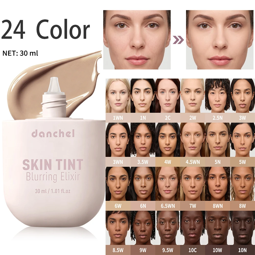 Skin Tint Blurring Elixir Foundation 24 Colors Concealer Blur Pores Fine Lines Long Lasting Hydrating Makeup For All Skin Tone