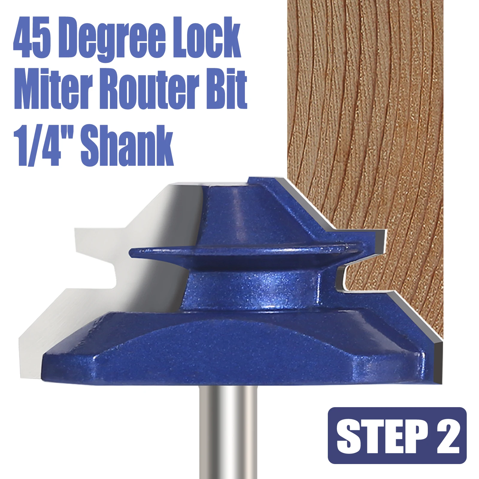 1 buah 1/4 "batang 45 derajat kunci Miter Router Bit karbida kayu penggilingan pemotong Tenon alat pertukangan DIY