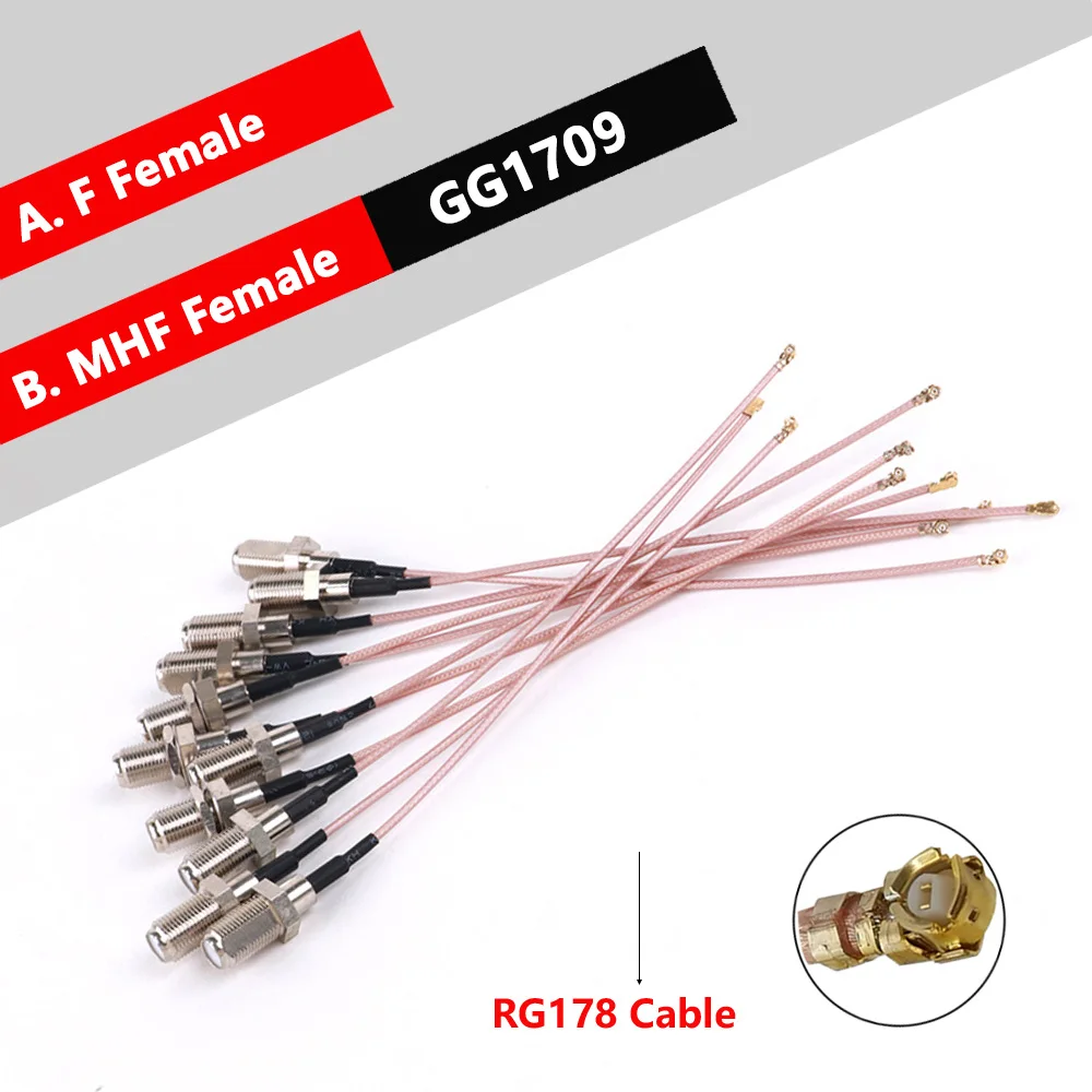 10PCS RF113 RG178 U.FL MHF1 Female to F Female Connector Pigtail Jumper RF1.13 Coaxial Cable RG0.81MM Antenna Extension