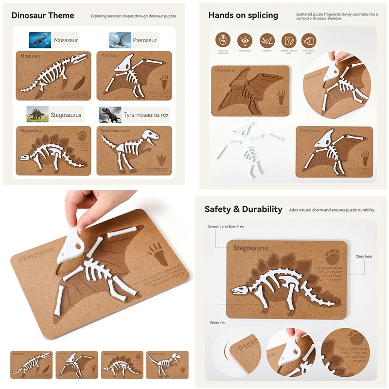 Jouets Montessori pour bébé et mère, jouets fossiles de dinosaures, Super adaptés aux petits explorateurs pour simuler les os de dinosaure fossiles