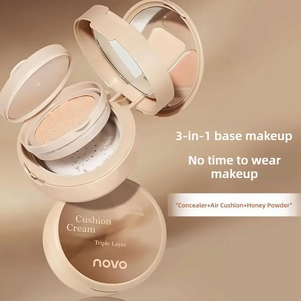 

Three-layer Concealer Cushion Cream Loose Powder Three-in-one Oil Control Moisturing Concealer Setting Makeup Long-lasting