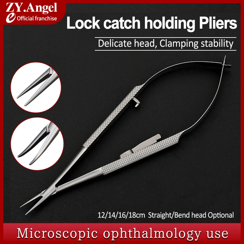 

Locking Needle Clamp 12/14/16/18cm Ophthalmic Microscopic Instrument Pen Type Straight Bend Self Locking Surgical Needle Holder