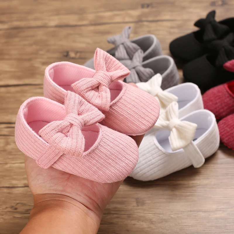 Meckior Spring Autumn Cotton Sole Baby Girl Shoes Newborn Toddler Bow Love First Walkers Anti-slip Baby Casual Shoes Moccasins M