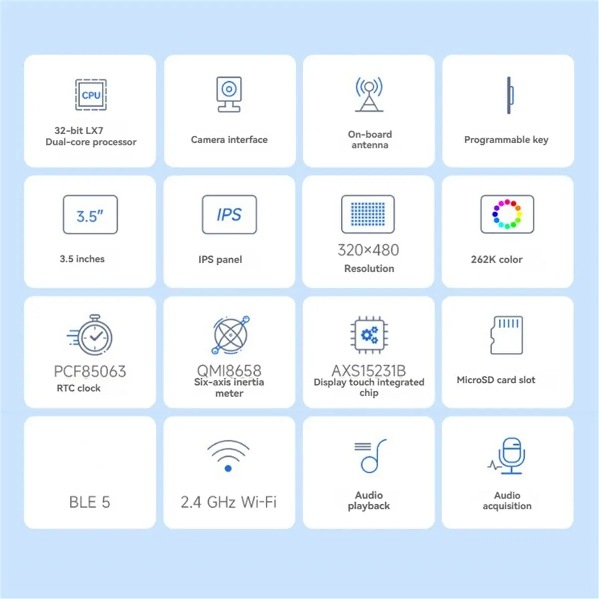 A49T  - Development Board 3.5inch LCD Capacitive Touch Display Wi-Fi 2.4G+BLE 5 Support AI XiaoZhi