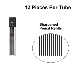 Automatic mechanical pencils set for students, black color, lead recharges, art sketch, school supplies, kawaii stationery, 2b, 2.0mm 8 Main Sales Cute Pencil Sales - №7