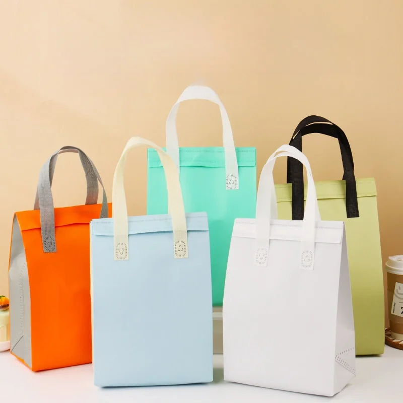 StoBag 25pcs Non-woven Insulation Tote Bags Delivery Fabric Portable Food Cake Drinks Packaging Keep Warm Cold Reusable Pouches