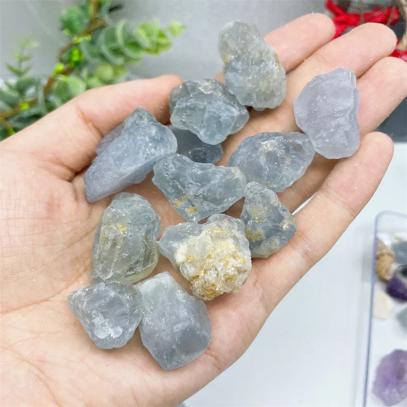 Natural Celestite Gravel Stone, Rough Tangling Jade Mineral, Healing Crystals, Gemstone Specimens Collectible Home Decor, 500g