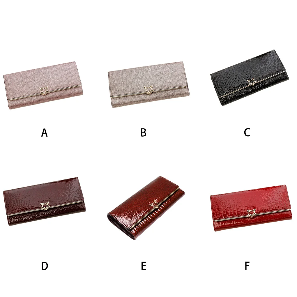 PU Leather Women Wallet Portable Replacement Snap Button Solid Color Card Holder Girls Ladies Purse Notecase Red