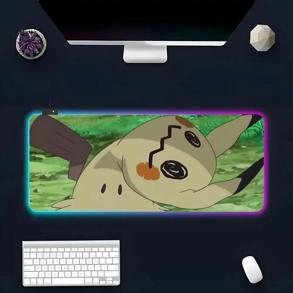 Game M-Mimikyu Mouse Pad RGB Glow Personality Picture Custom PC Table Mat Carpet Mat Game Player Dedicated LED