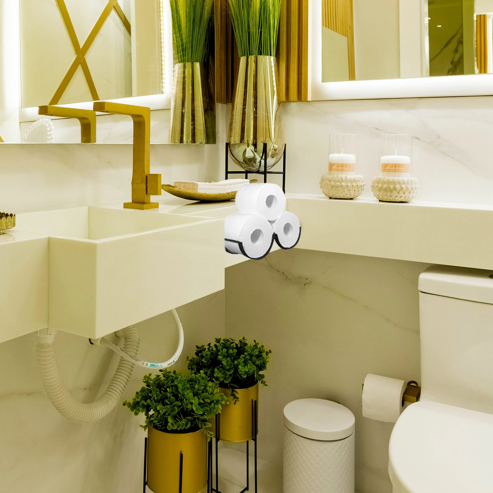 

4pcs Roll Holder Wall Mount Metal Tissue Rack For Bathroom Kitchen Toilet Paper Storage Household Paper Organizer Dispenser