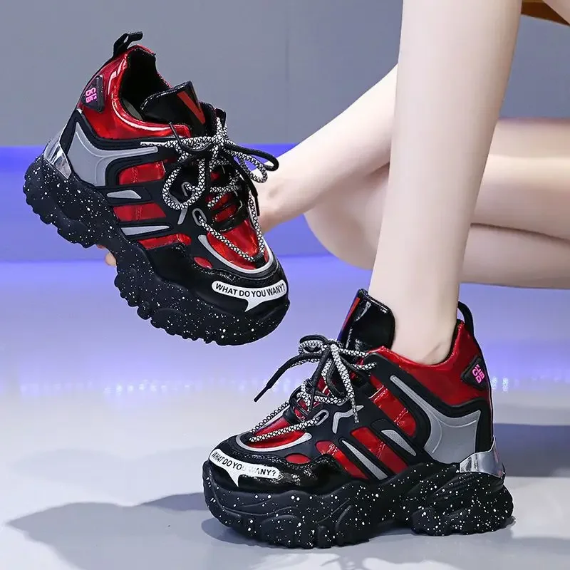 

2025 Women Sports Casual Shoes Autumn Winter Versatile Hidden Heel Thick Sole Platform Dad Shoes
