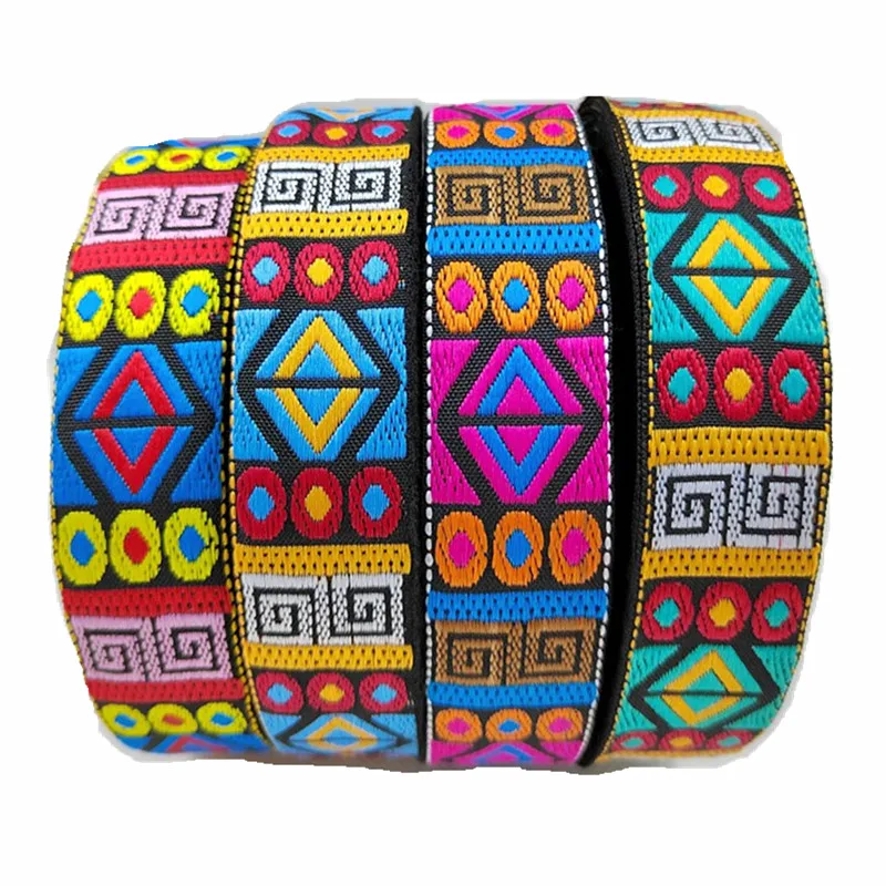 10 yardas, 26mm, 1 pulgada, bordado hecho a mano, adorno de encaje, cinta Jacquard tejida, moda Retro para correas de bolso, funda de almohada con cuello