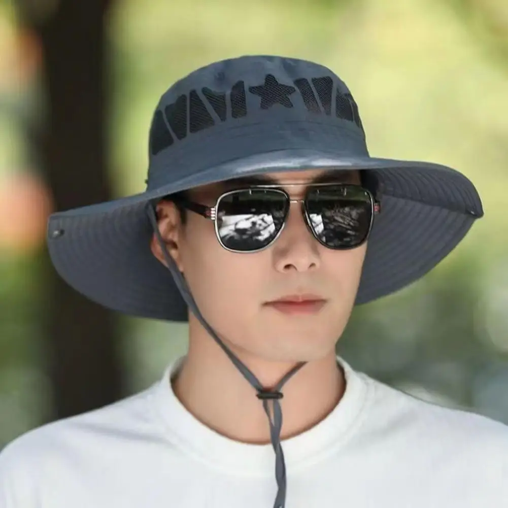 Mesh Sun Hats for Men, UV Protection Fishing Hat, Wide Brim Bucket Hat, Breathable Foldable Summer Hats for Outdoor Hiking Beach