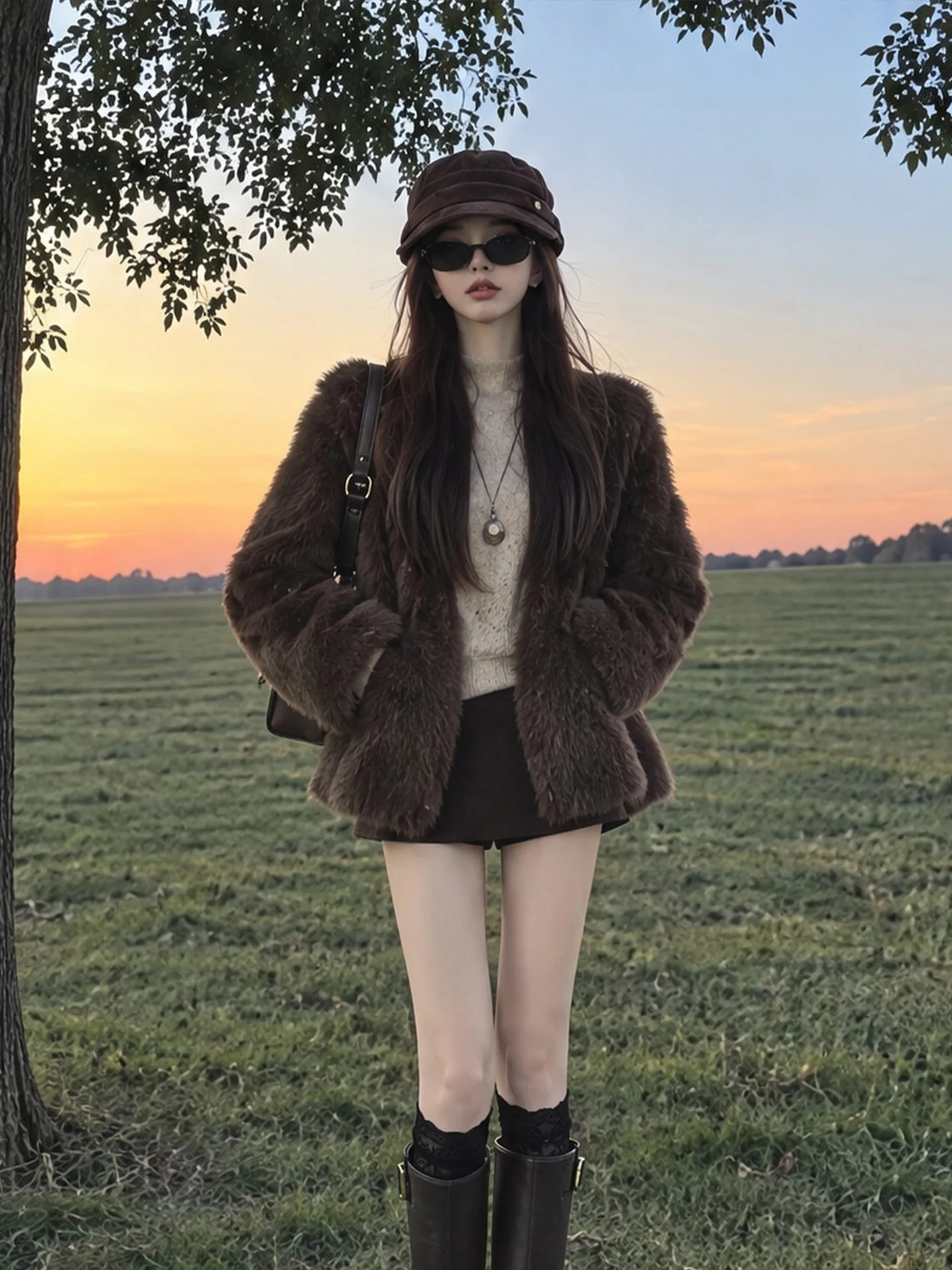 Women's Woolen  Skirt A-Line Side Zipper Design Slimming High Waist Korean Style Commute Anti-Light Walking Skirt