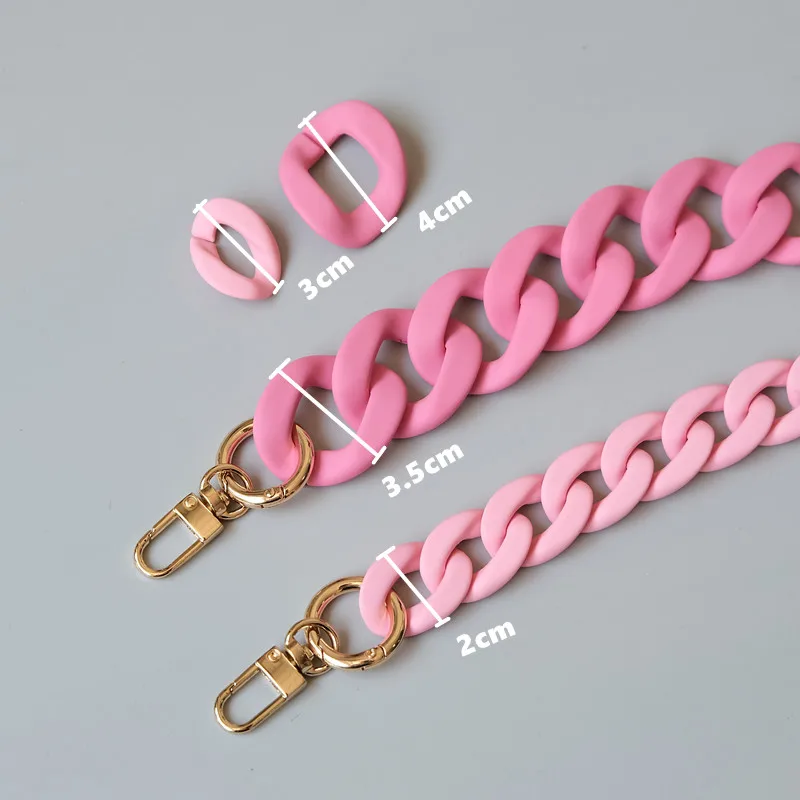 New Fashion Woman Handbag Accessory Chains Matte Cute Candy Pink Resin Chain Frosted Strap Women Clutch Shoulder Purse Chain