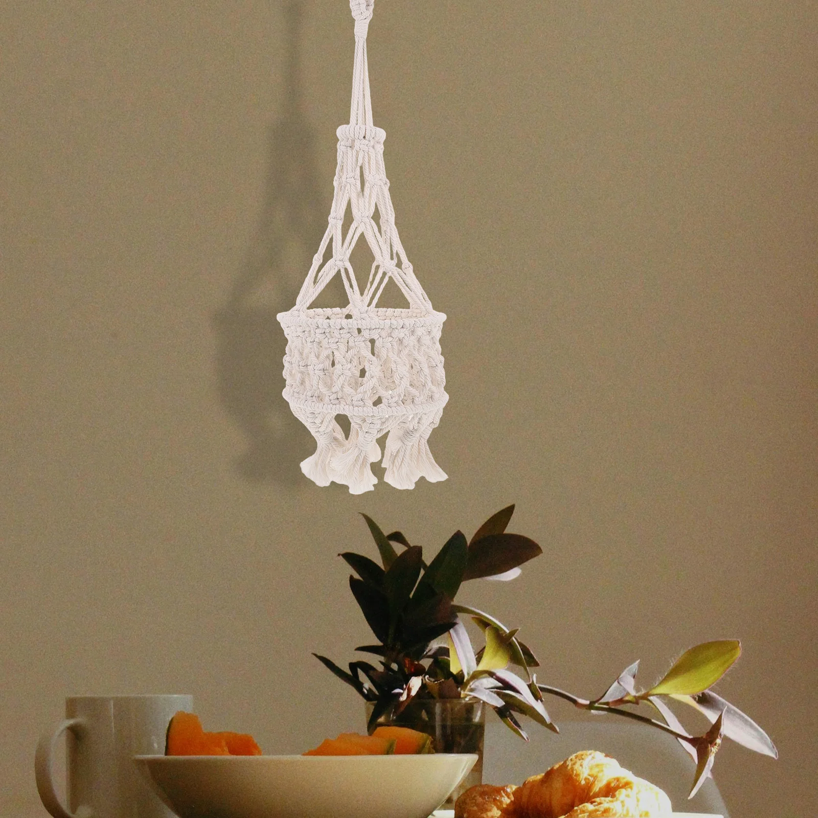 

Handwoven Cotton Rope Lampshade Boho Macrame Hanging Light Cover For Pendant Floor Lamp Rustic Bohemian Style Decor Living Room