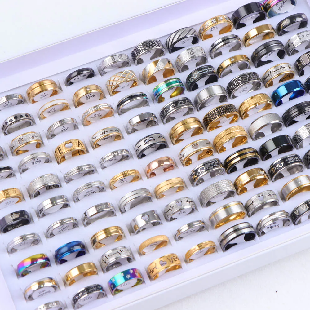 خواتم إصبع من الفولاذ المقاوم للصدأ للرجال والنساء ، تلبيس الكرة ، إكسسوارات المجوهرات ، نمط مختلط ، حفل زفاف ، هدايا الموضة ، 20 * ، الكثير #3