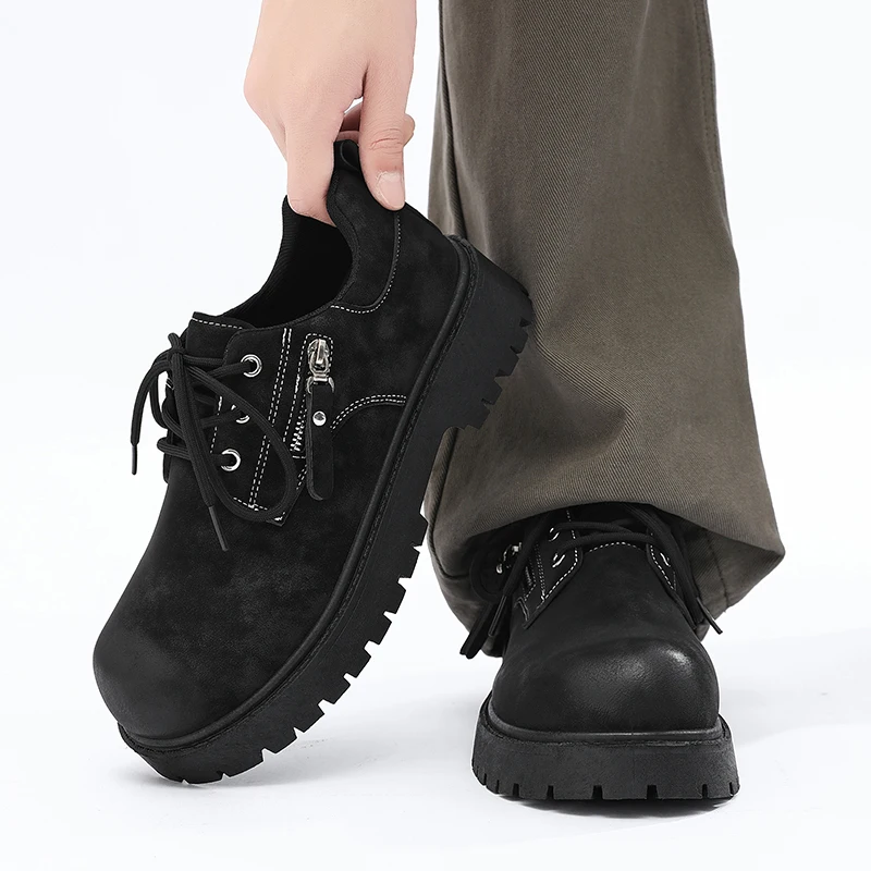 

Platform Derby Shoes for Mens Classic Retro Suede Casual Men's Leather Shoes Fashion Designer Luxury Sneakers Zapatos De Hombre