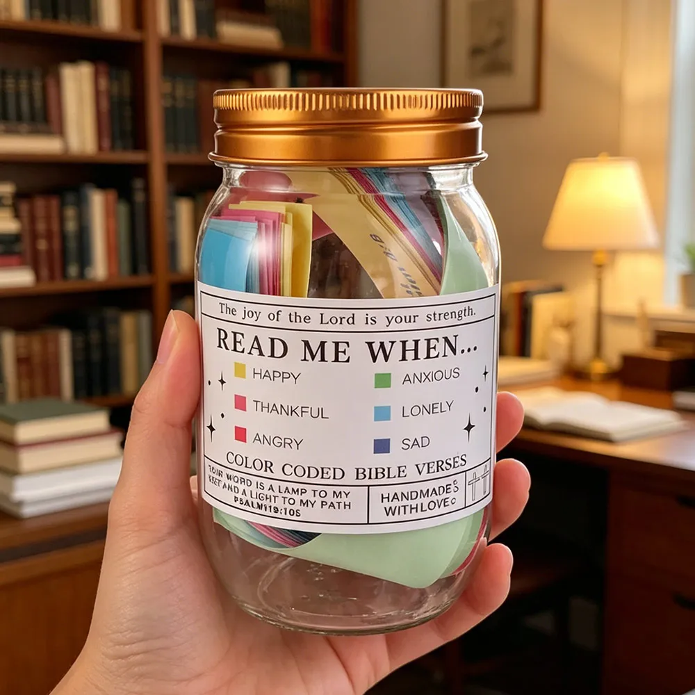 Creative Bible Verse Jar Emotions Feelings Colorful Cards Color Coded Gratitude Jar Prayer Cards Handmade Craft