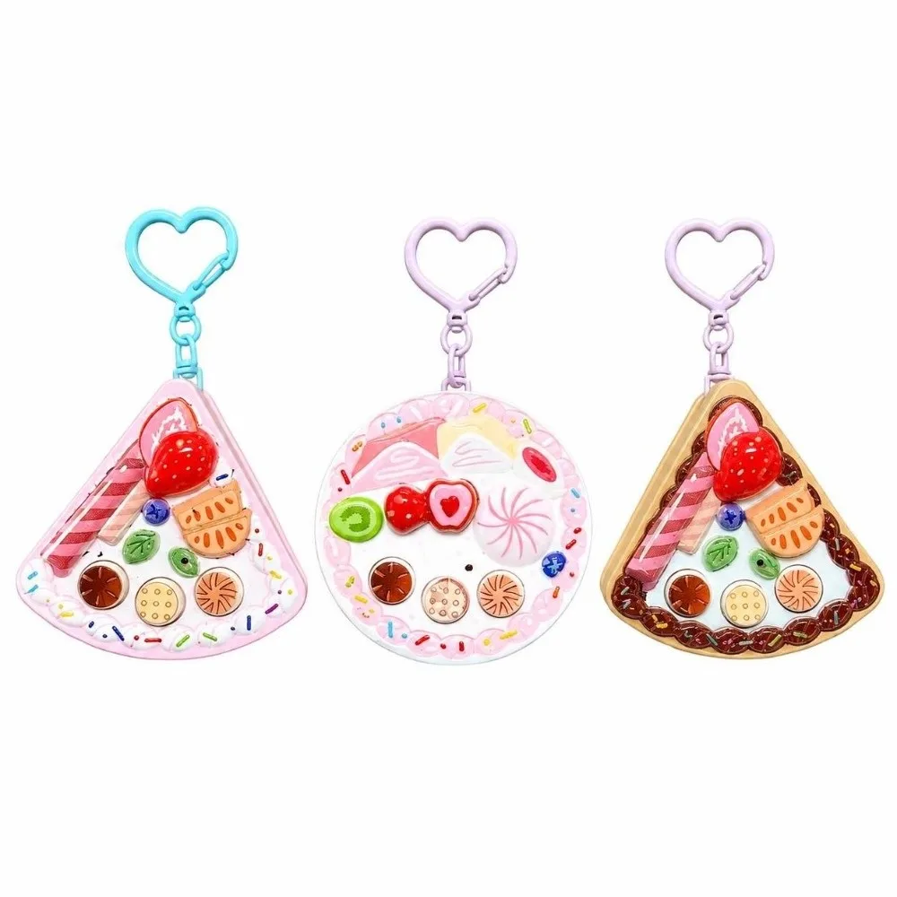 Mini Cake Slice Recorder Keychain with Happy Birthday Song Keyring Voice Recording Keychain Dessert Bag Charm Pendant