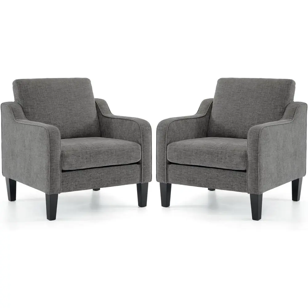 

Пара современных светло-серых кресел из шенилла для гостиной, спальни и игровой комнаты