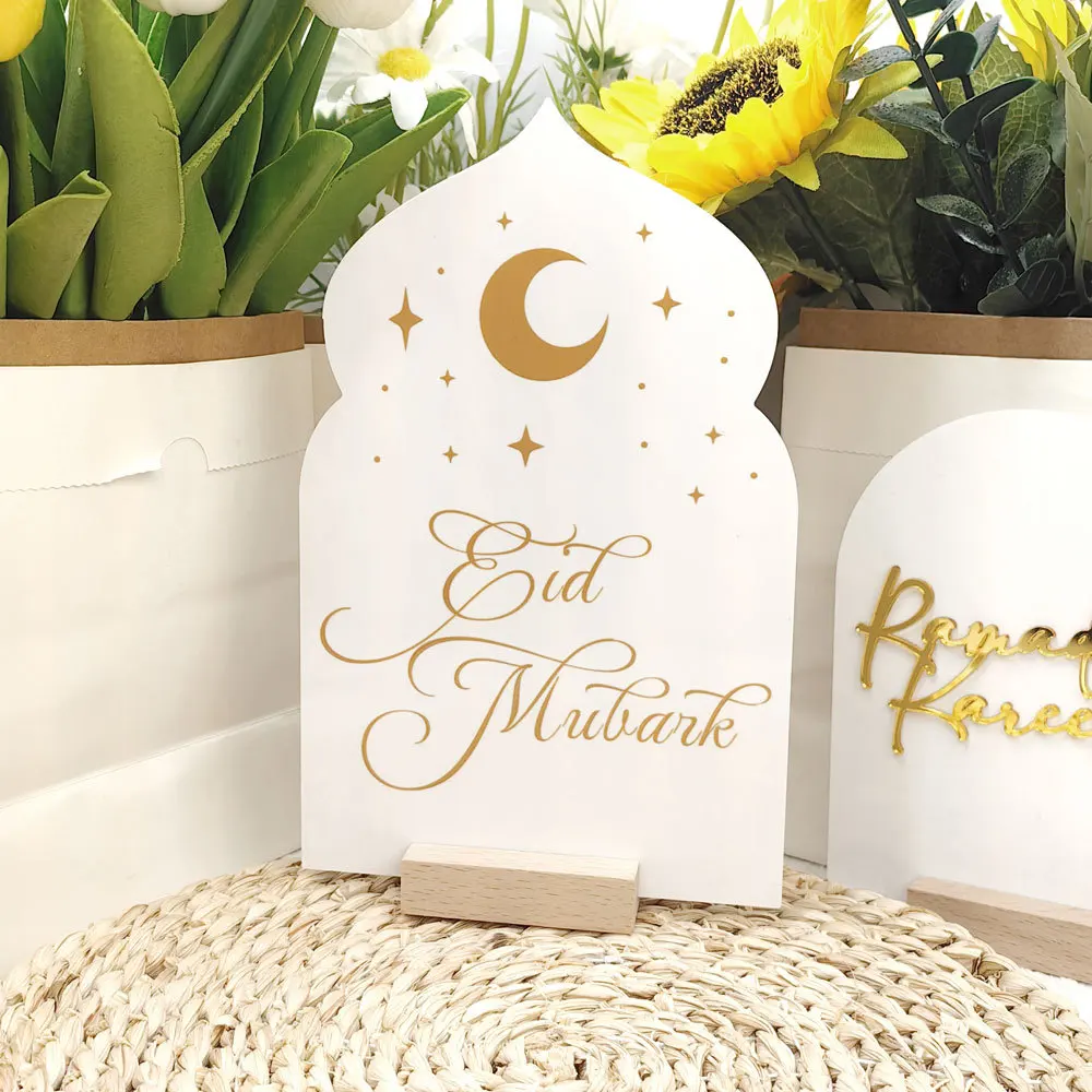 Reusable Acrylic Ramadan Calendar Board Wooden Base Table Ornament Mubarak Eid Advent Day Suhoor Iftaar Countdown Gifts with Pen