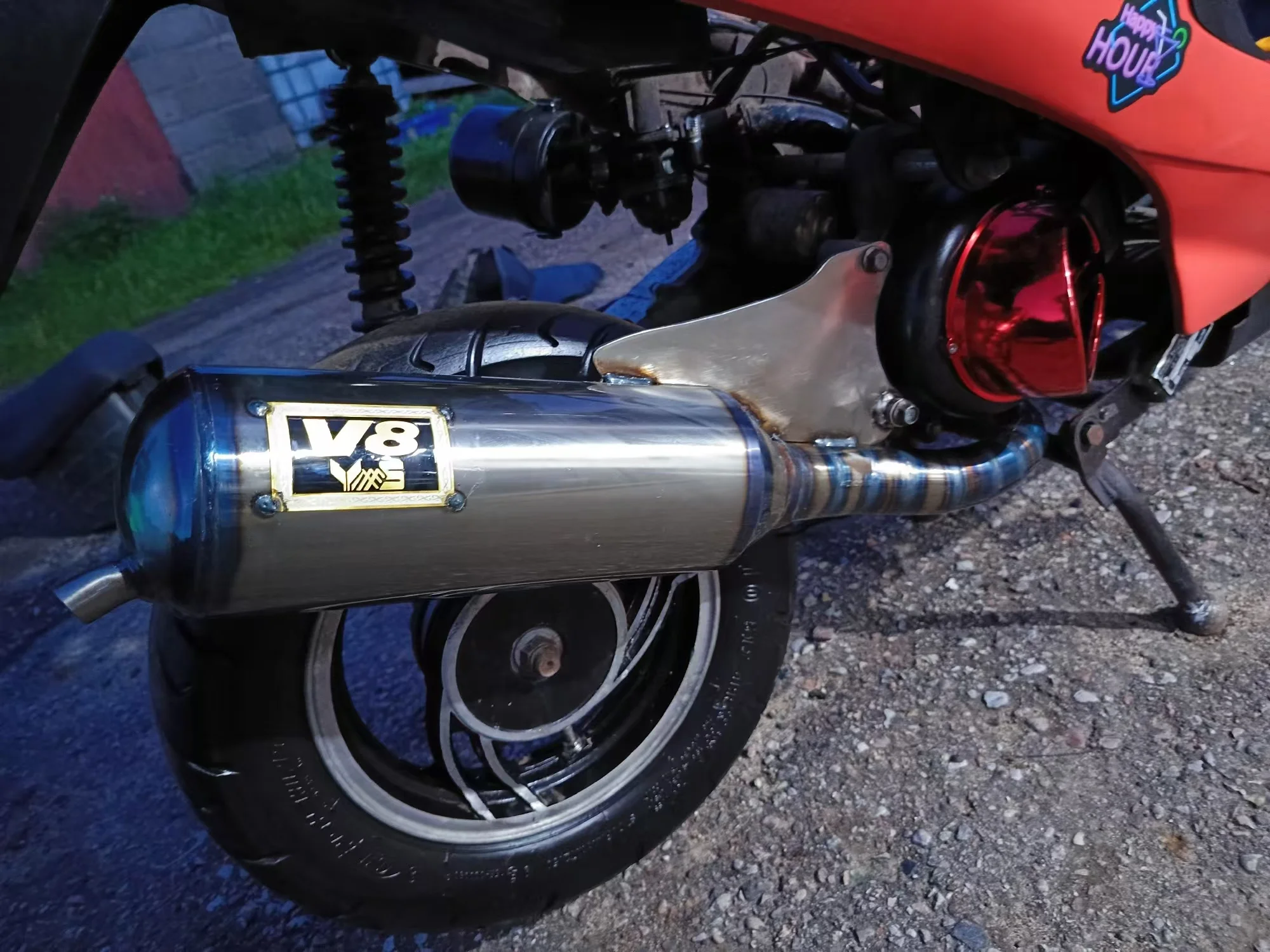 Modified Racing Full Exhaust System For Yamaha JOG2 JOG90 JOG50 JOG 2T EX Poche Scooter Silencer V8