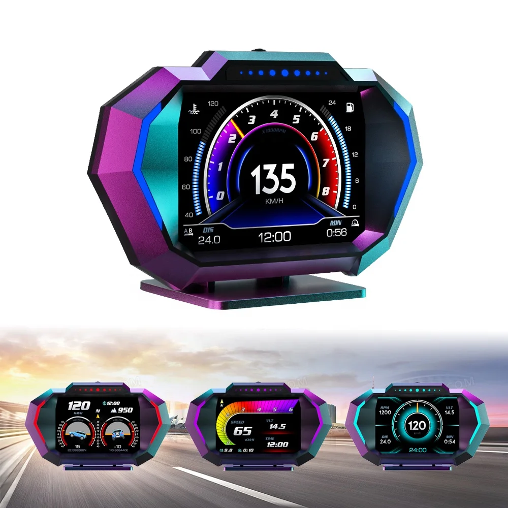 WiiYii Universal Car OBD2 Meter Heads Up Display P24 Digital Turbo pressure multi-function water temp obd2 gps Hud