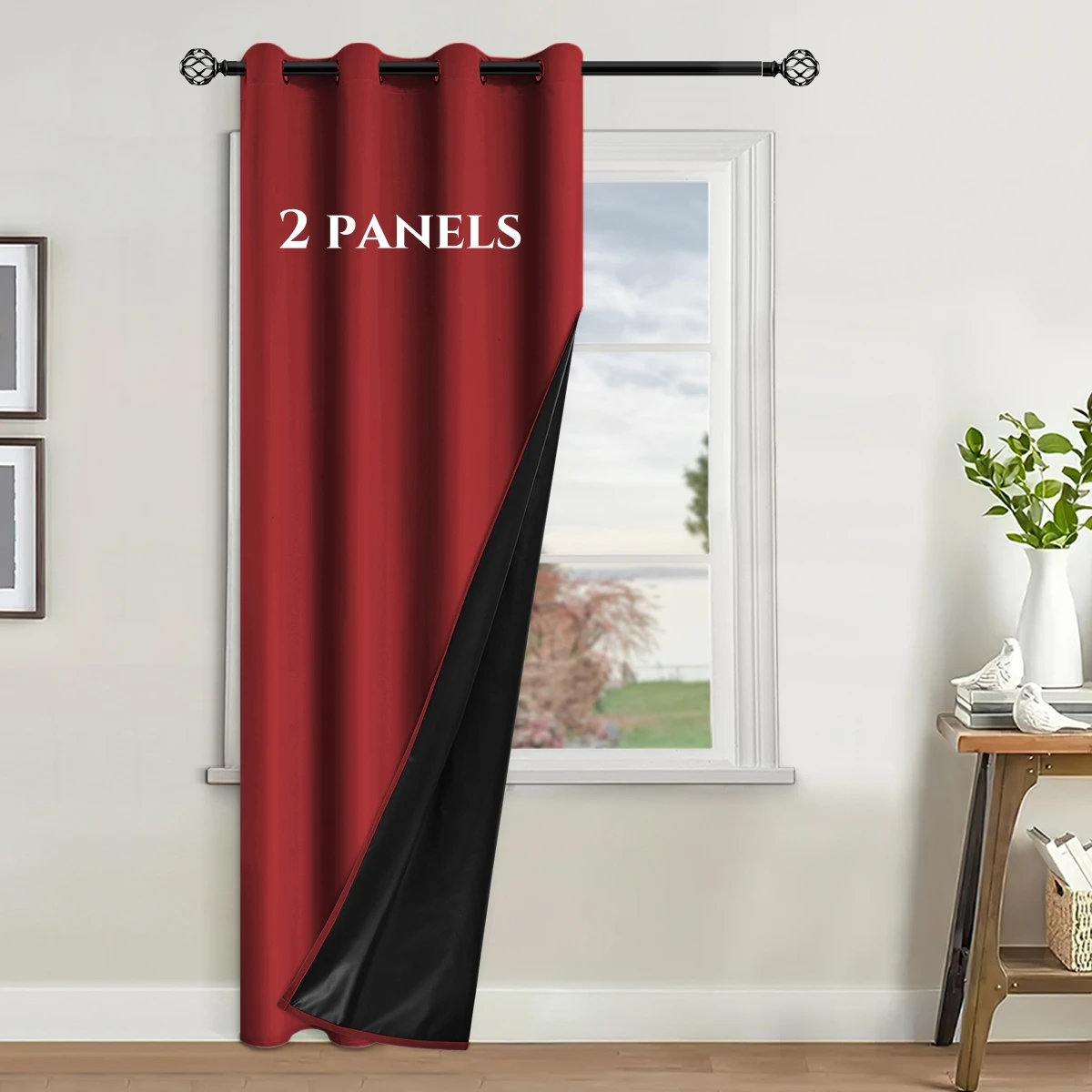 2 Panels Modern Solid 100% Blackout Curtain, Window Curtains for Living Room, Bedroom, Children Room, Grommet Top Curtains