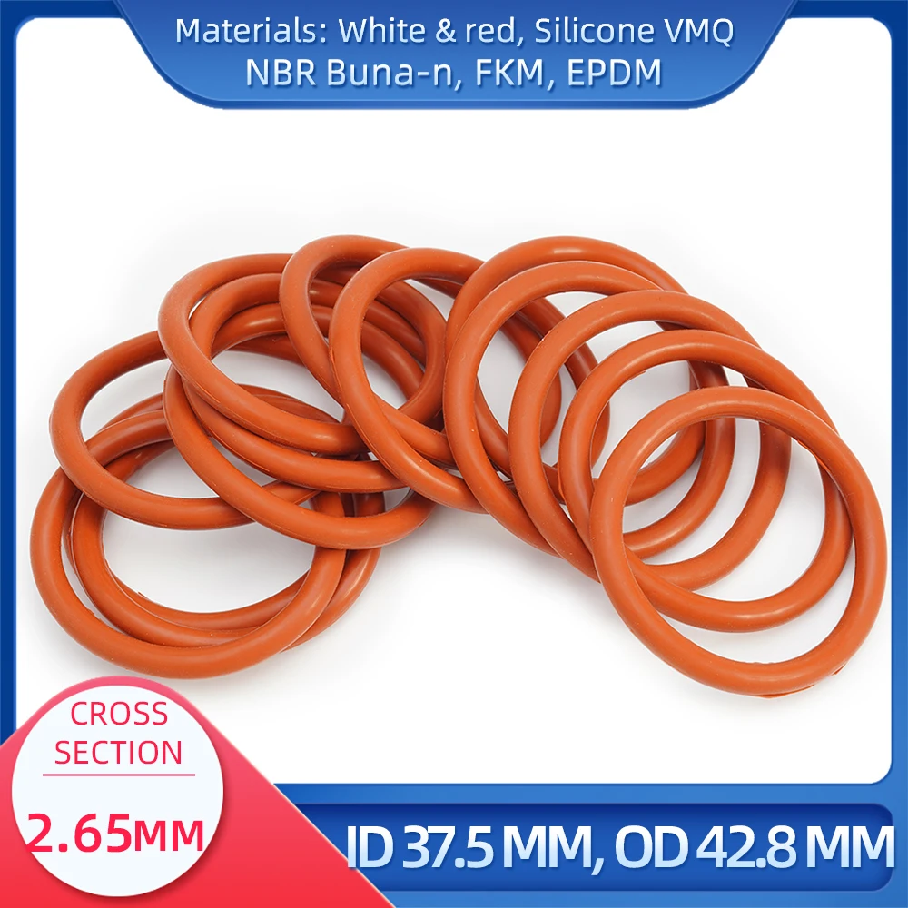 

O Ring CS 2.65 mm ID 37.5 mm OD 42.8 mm Material With Silicone VMQ NBR FKM EPDM ORing Seal Gaske