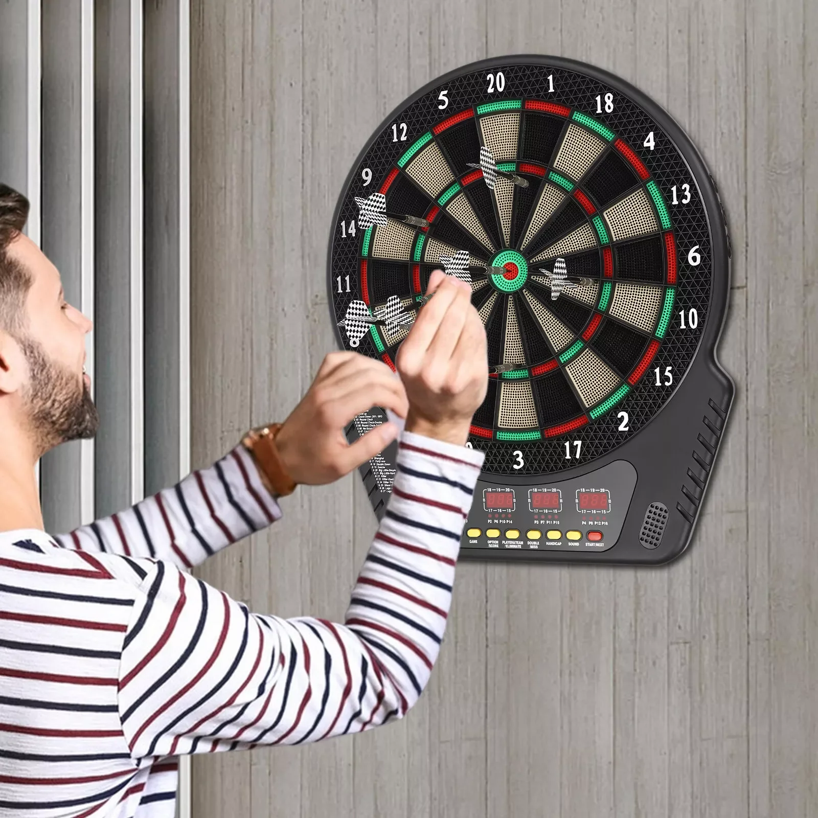 

Electronic Dart Board Innovative Dart Machine Round Dart Board with 6 Darts Gun Darts Accessories