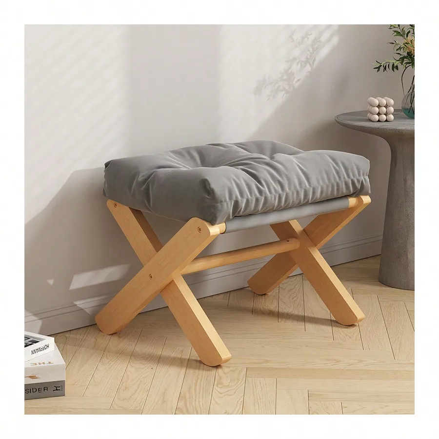 Wooden Low Stool  Doorway Small Bench With Leg Rest Living Room Simple Sofa Footstool Adult Bench Shoe Stool Stool