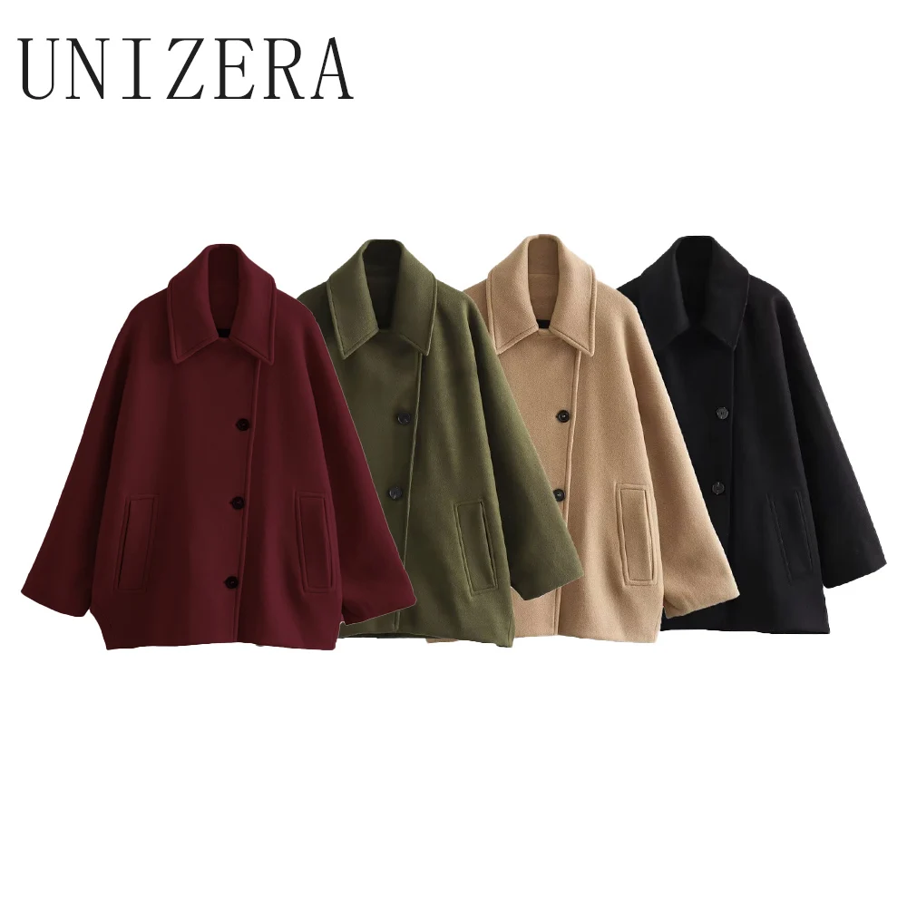 UNIZERA-Manteau court mélangé pour femmes, col polo décontracté, haut personnalisé, manches Everak, hiver, nouveauté