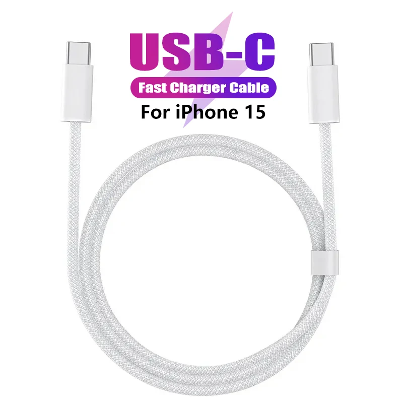 Original PD USB-C Cable For Apple iPhone 15 Pro Max 60W Fast Charging For Xiaomi Samsung Huawei Weaving Type C Cable Accessories