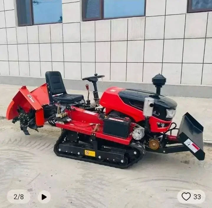 Multifunctional Trenching Agricultural Crawler Tractor Remote Control Orchard Greenhouse Micro Tiller