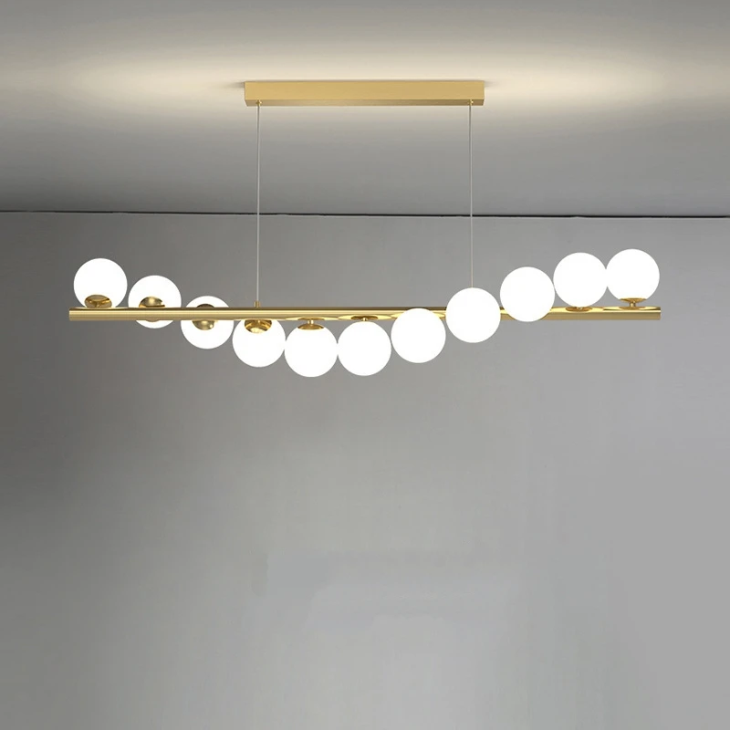 

Modern Lustre Ceiling Chandelier Nordic Restaurant Glass Ball Gold Hanging Lamp Dining Room Kitchen Home Decor Chandelier Lights